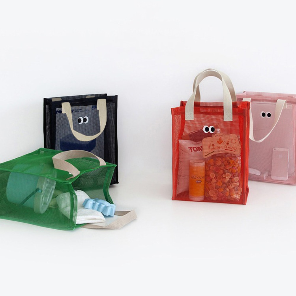 Tote Bag Beach - 大容量メッシュ生地、夏用ビーチバッグ、アイプリント、ダクロン製トートバッグ、ショッピングショルダーバッグ