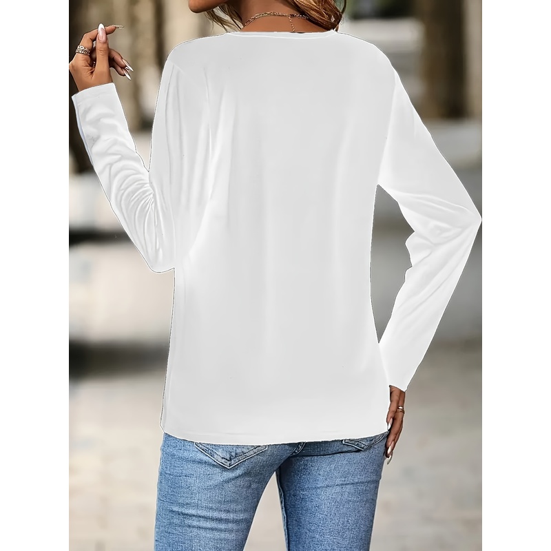 女性向けの、ゆったりとしたシルエットの長袖Tシャツ。文字プリ - Blouse Off Shoulder のレビューと価格