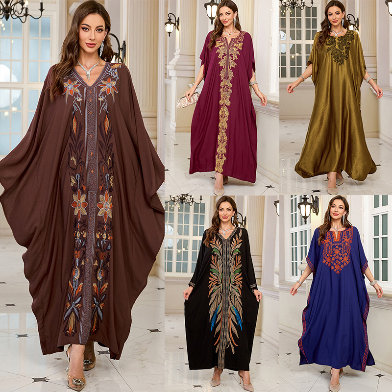 女性用刺繍入りロングカフタン、プラスサイズカフタンドレス、ビ - Cover Up Kaftan のレビューと価格